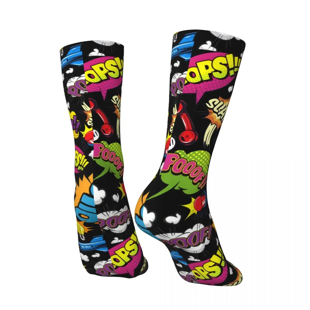 Vintage Comic Elements Colorful Seamless Pattern Men's compression Socks Unisex Harajuku Pattern Printed Novelty Crew Sock