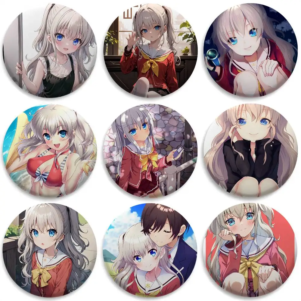 

C-charlotte Sexy Cute Anime Badges Round Exquisite Badge Brooches Creative Pins For Clothes Hat Backpack Gift Accessories