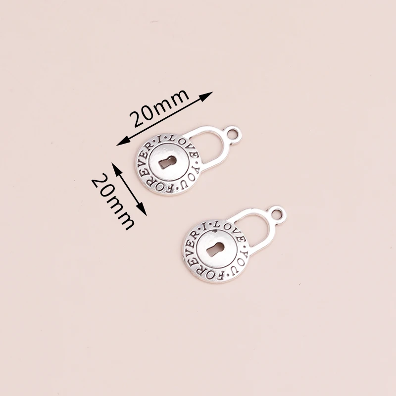 Leslie 30 Stück Antik-Silberfarbene Legierungs-Anhänger mit der Aufschrift „I Love You Forever“ für DIY-Armbänder und Halsketten – Detail 2