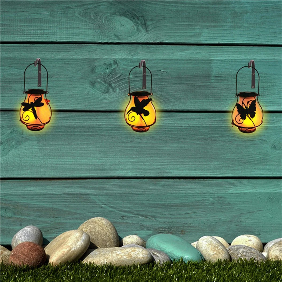 A79I 屋外ランタン ソーラーランタン 屋外ライト 炎ライト付き 防水吊り下げソーラーランタン 庭の装飾用 C