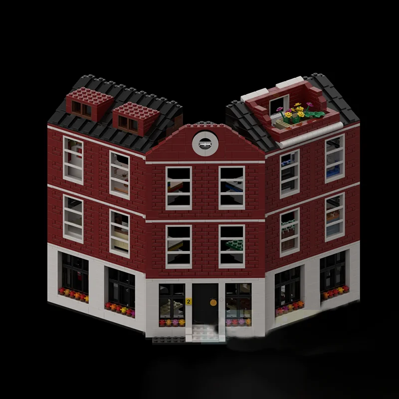 Modello di Città con Vista sulla Strada, Blocchi da Costruzione Modulari, Casa a 4 Piani, Mattoncini Tecnologici, Gioco di Costruzione Fai-da-Te, Regalo per le Festività