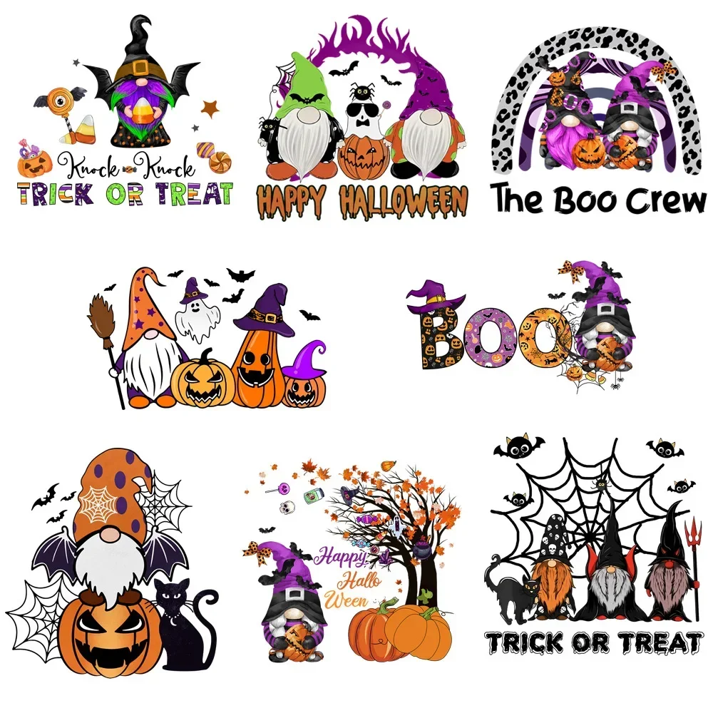 Halloween Iron on Heat Transfer Costume Personalize Applique Washable Ironing Printing Stickers Pumpkin Spider Ghost Accessories