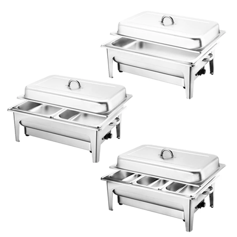 

Полноразмерный складной прямоугольный подогреватель из нержавеющей стали с комплектом для подогрева и поддержания температуры для кейтеринга и фуршетов