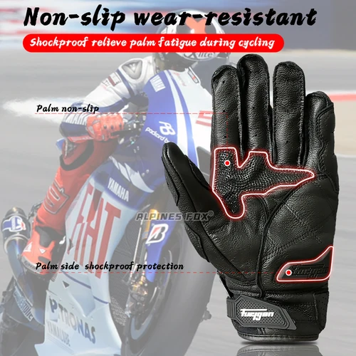 Imagen 2 del producto AFS 6 guantes de cuero para motocicleta, guantes protectores de fibra de carbono para hombre, guantes negros para moto de Motocross, guantes de carreras para montar, M-XXL
