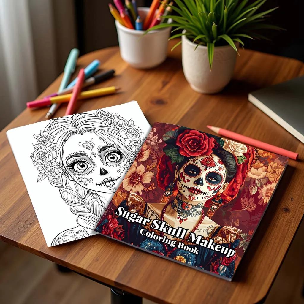 1pc 24 Pages Skull in Makeup Theme Coloring Book Art Craft Creative Expression Ideal Gift for Teens Adults