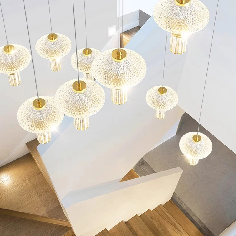 

REVEN American Luxury Dimmable Chandelier with Crystal Glass Shade Metal Construction Suspended Adjustable Chain for Dining Room