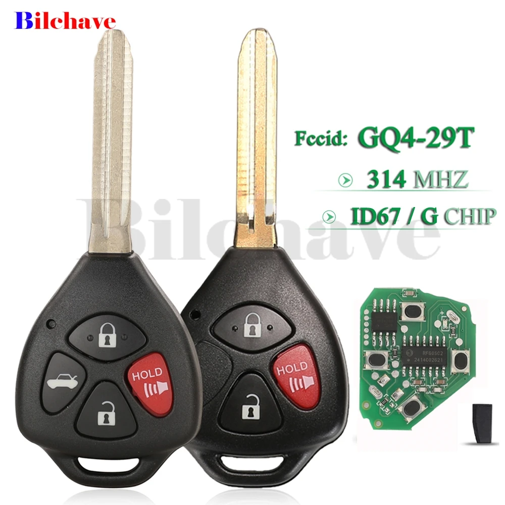 

jingyuqin GQ4-29T 314Mhz ID67/G Chip Remote Car Key For Toyota USA Corolla Matrix 2008-2010 Pontiac Vibe Fob 3/4 Buttons TOY43