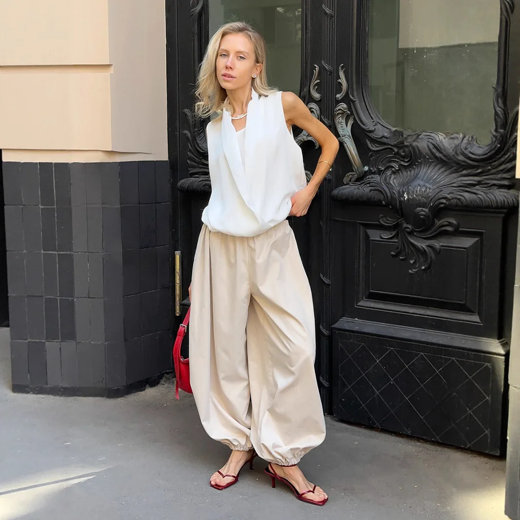 

Pure Cotton Bloomers 2026 Spring and Autumn Street Trend Casual Lazy Wide-leg Trousers Loose Women