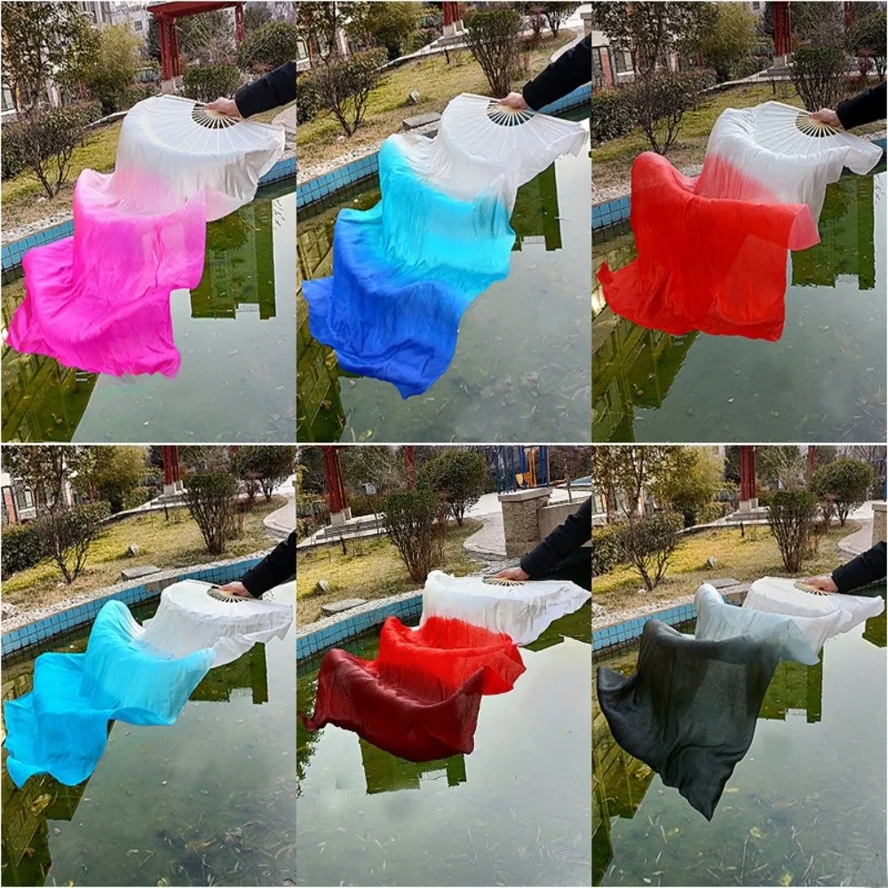 

Gradient Color Belly Dancing Fan Multicolors Practice Dancer Tool Long Imitation Fan 1.5m Rayon Silk Fans Square Dancing