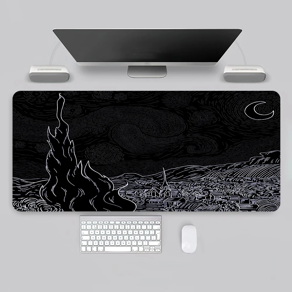 Tappetino per mouse grande nero, accessori per ufficio artistico Tappetino per mouse antiscivolo Tastiera e mouse Gamer900x400 mm