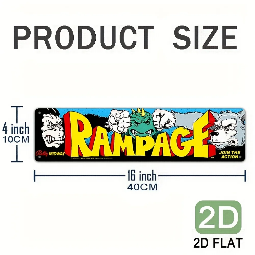 2D Flat, 1pc Aluminum Metal Sign-Retro Arcade-Style Comic Art Wall Decor with Vibrant Colors,Durable 2D Flat Design for Man Cave