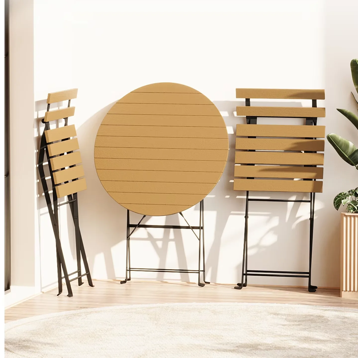 

Wrought Iron Foldable Chair Table Set For Outdoor Use For Small Courtyards Gardens Coffee Tables Milk Tea Shop Entrances