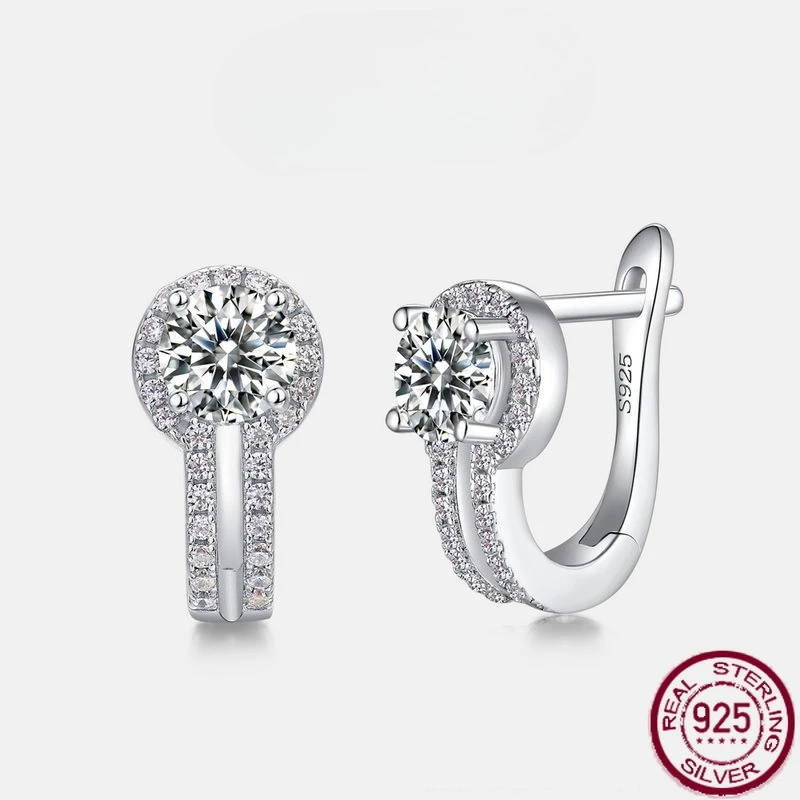 

Новые серьги из чистого серебра S925 с муассанитом и четырьмя когтями, серьги с муассанитом, простые и модные свадебные украшения в европейском и американском стиле