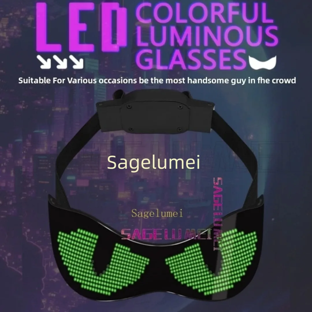 Kacamata LED Devil's Eye 2025 Kontrol Aplikasi Lampu Menyala untuk Pesta Koneksi Bluetooth Kontrol Aplikasi Dapat Diprogram DIY Teks Grafiti Animasi