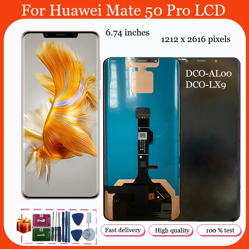 

6,74 "Оригинальный ЖК-дисплей для Huawei Mate 50 Pro, сенсорный экран, дигитайзер в сборе для Huawei Mate 50 Pro, DCO-AL00