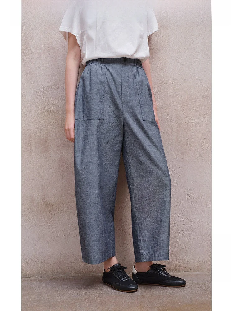 

Travel Original High Density Linen Cotton Straight Leg Pants Casual Versatile Nine Point Pants Women Summer Commute Style