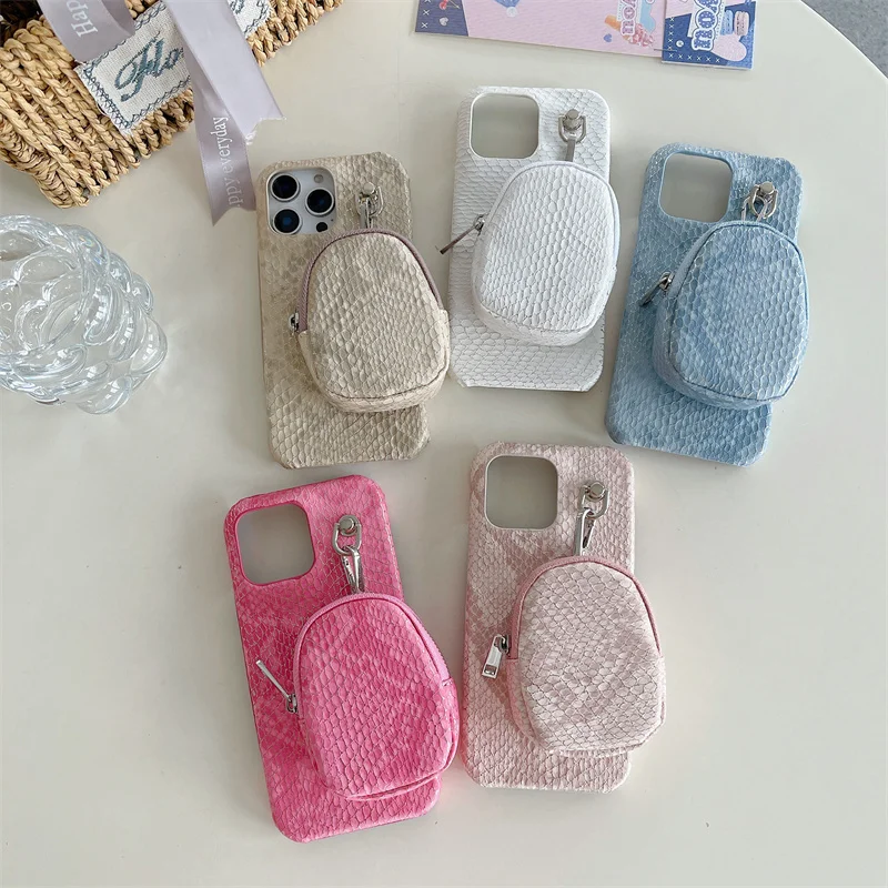 

Luxury Snake Leather coin purse Wallet Earphone Bag Phone case for iPhone 11 12 13 14 15 16 Pro Max Plus Fashion popular Shell﻿﻿