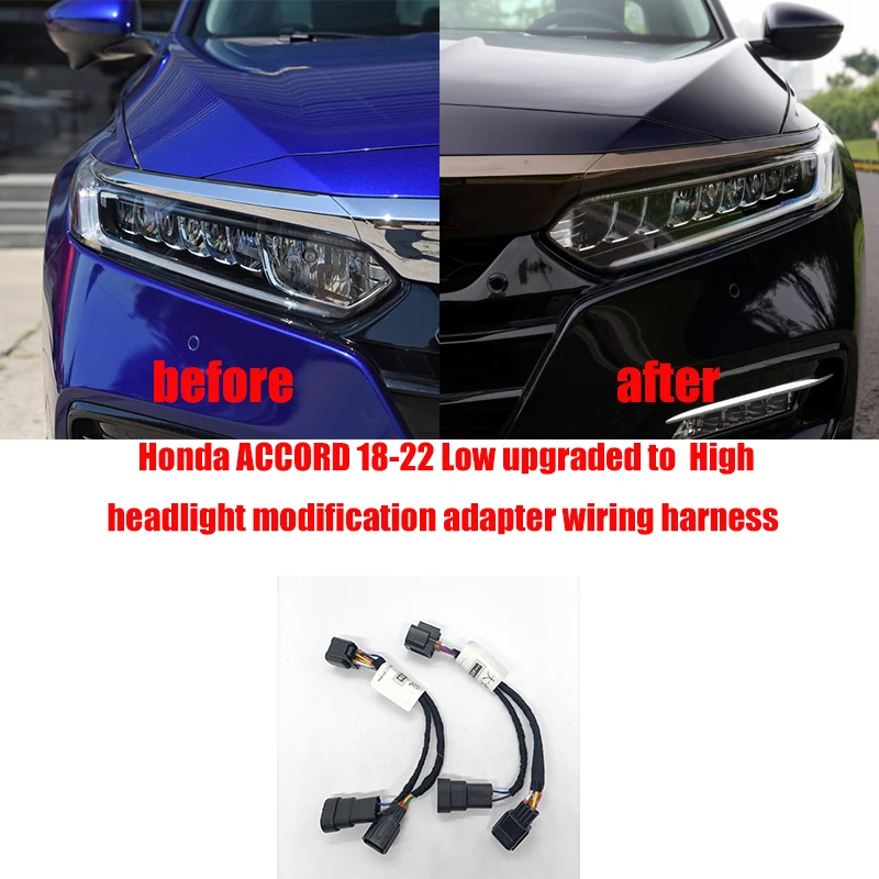 For ACCORD Car Headlight Modification Upgrade Adapter Conversion Wiring Harness 2018-2022 Halogen Upgraded To LED