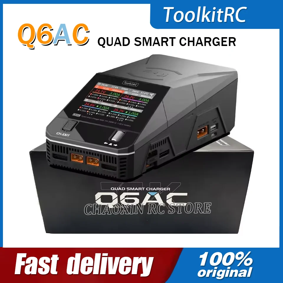 

ToolkitRC Q6AC power supply Charger AC 400W/DC 1000W 4CH output Built-in 65W USB A/TYPEC,LiPo, 1-6S，NiMH 1-16S,PB 1-10S Charger