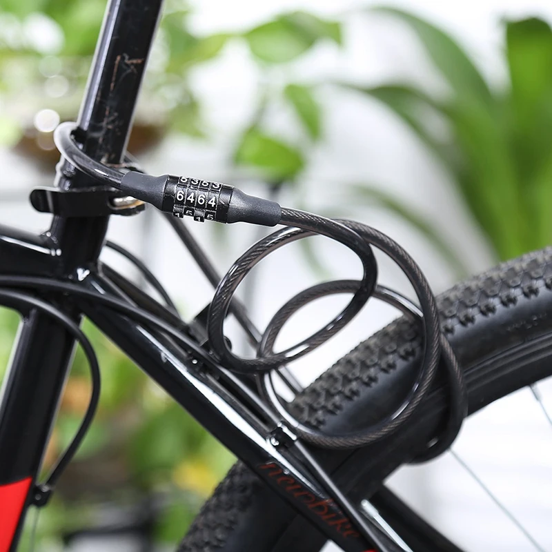 Bike Accessories Bicycle Bike Lock Anti-theft Password MTB Road Bike Security Cable Locker Portable Combination Code Padlock