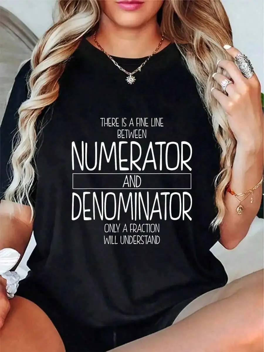 Unisex Crew Neck Short Sleeve Casual T‑Shirt Math Teacher Math Joke Quotes Graphic Print Tee Top