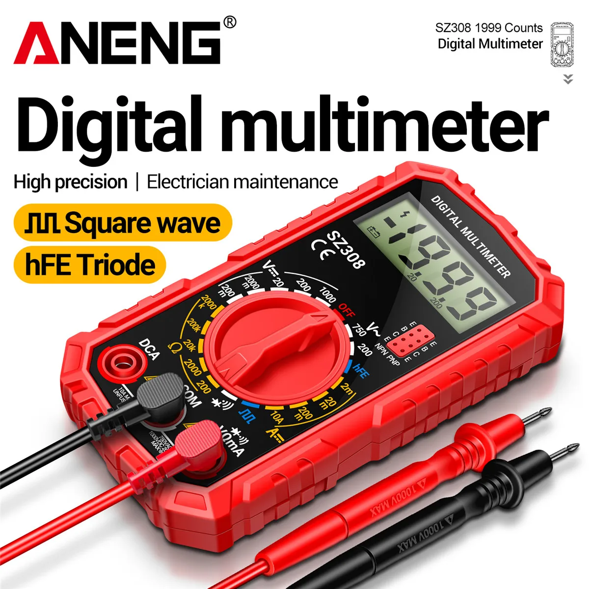 ANENG SZ308 1999 Counting Digital Multimeter AC and DC High-precision Multi-function Tester Voltage Current Resistance test Tool