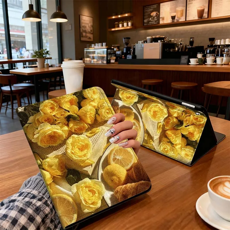 

Yellow Rose Pattern For iPad Pro 7 8 9 Gen 2 11 13 5th 6th 10th 11th M5 M4 12.9 10.9 10.2 Inch 2024 2025 Tablet Case