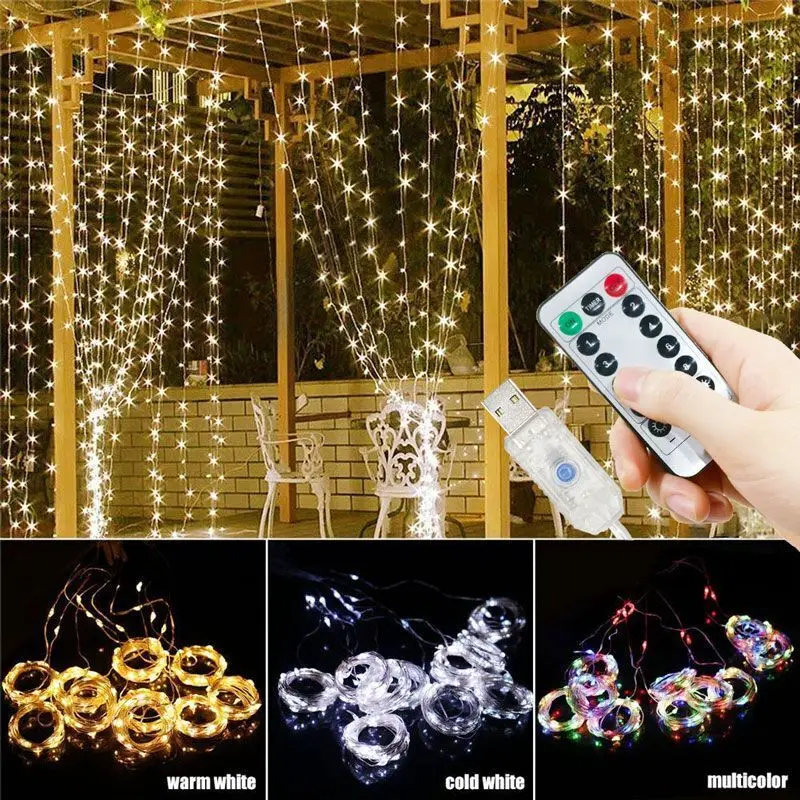 Rideau Lumineux LED USB 62 avec Télécommande, Éclairage d'Nikpour Vacances, Mariage, Chambre à Coucher, ix, Décorations de Noël pour la Maison