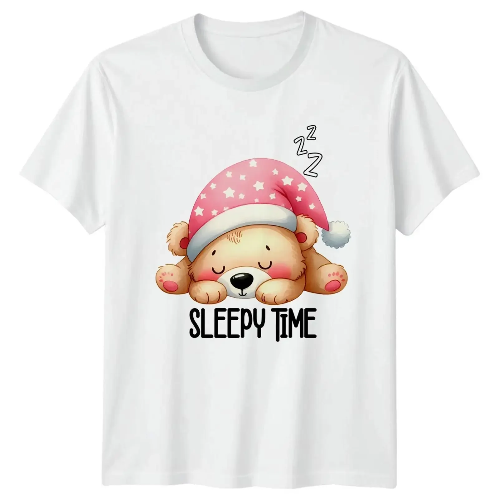 Lustiges T Shirt schlafender Bär mit Schlafzeit Text vintage Washed Stretched Casual Versatile designer clothes Stylish