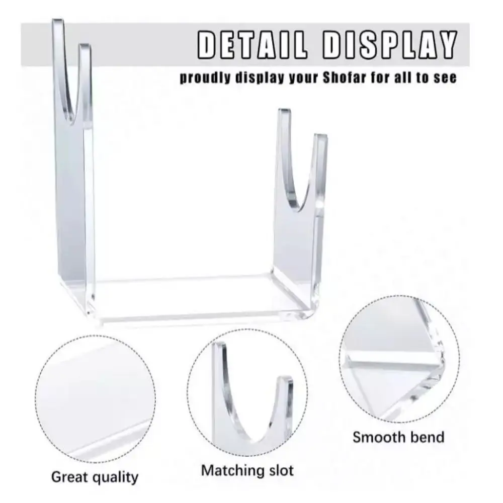 2Pcs/set Transparent Design Acrylic Display Stand Easy to Clean Strong Acrylic Shofar Bracket Stand Elegant U-shaped Rack Holder