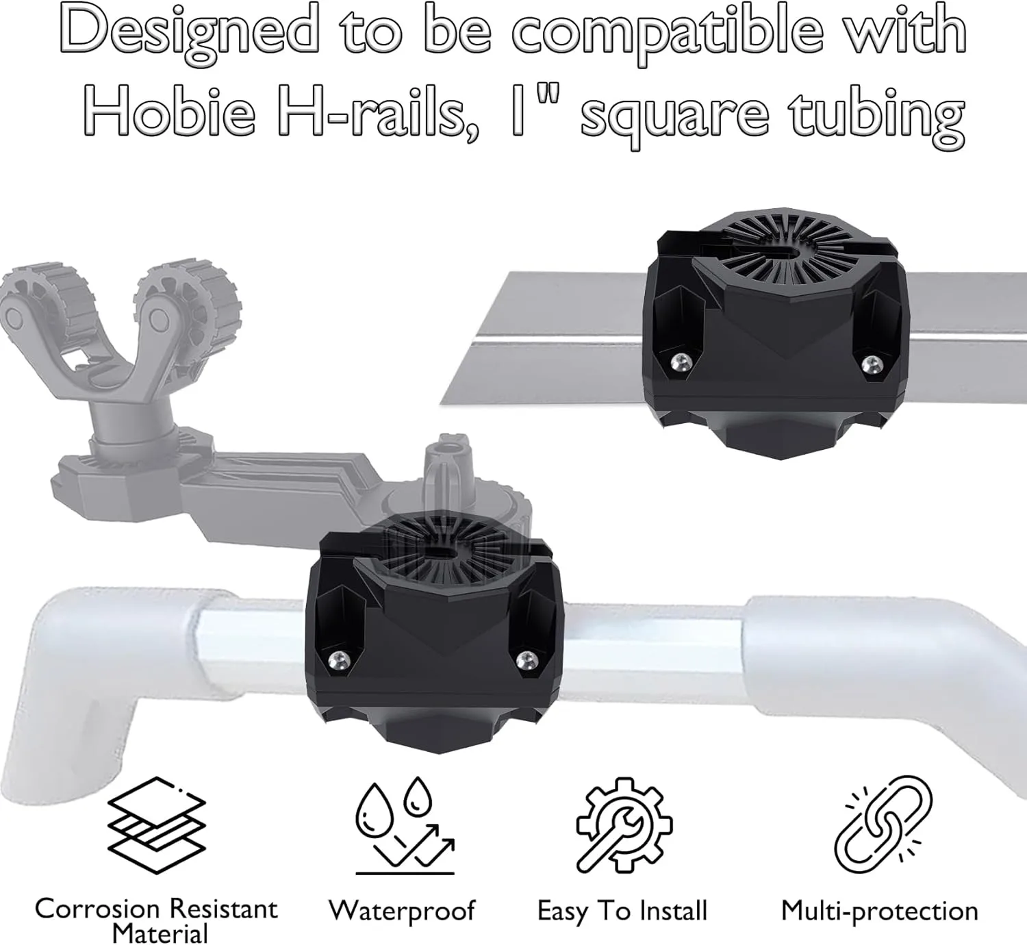 2PCS Kayak Rail Adapter Compatible with Hobie H-Rail & MightyMount Duo Fishing Accessory Mount