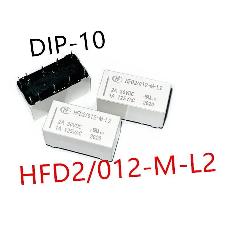 10piece  HFD2/005-M-L2 、HFD2/012-M-L2 、HFD2/024-M-L2 、HFD2/003-M-L2  DIP-10  New dual coil magnetic holding relay   HFD2-005