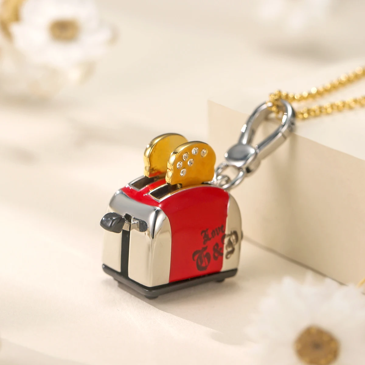 1Pc Fashion Creative Adjustable Enamel Letter Printed Bread Maker Pendant Necklace for Women Sweet Cool High-End Party Jewelry