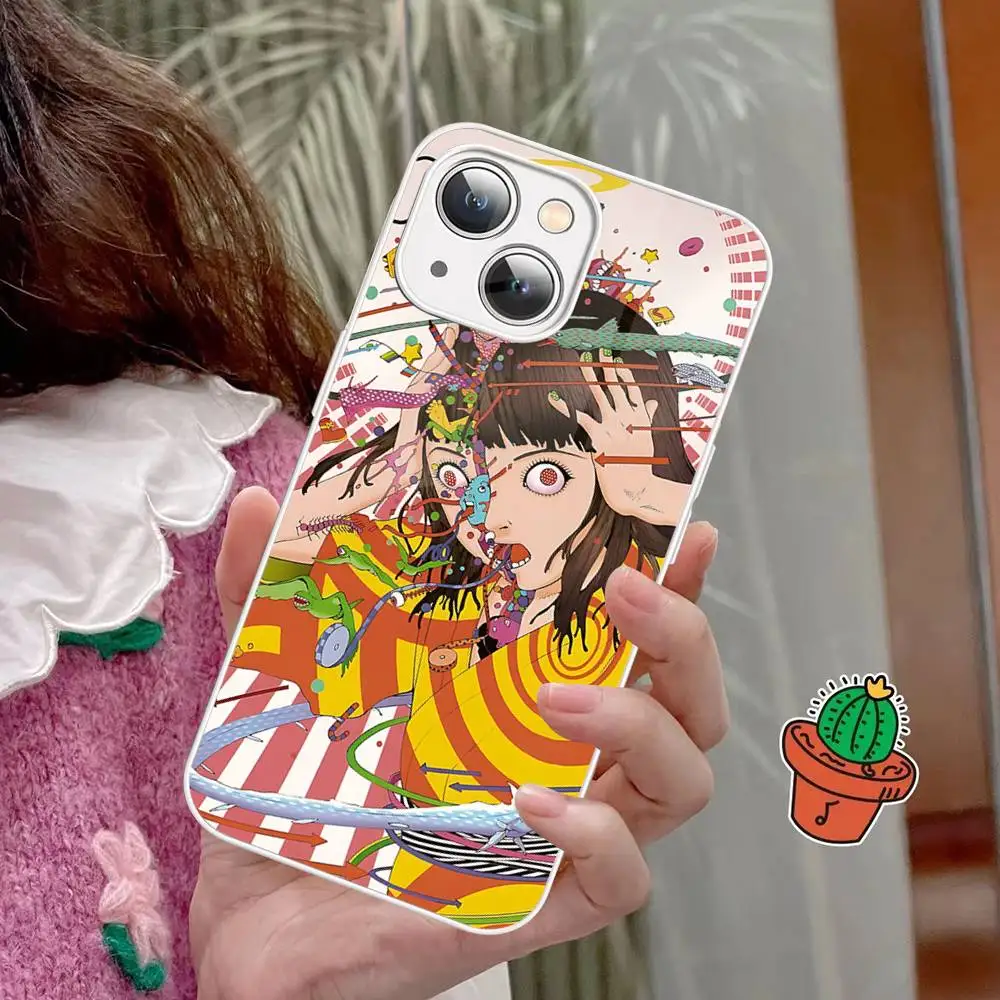 Shintaro Kago حافظة هاتف رعب من الزجاج المقسى لهاتف آيفون 14 13 12 11 Pro Mini XS MAX 14 Plus X XS XR