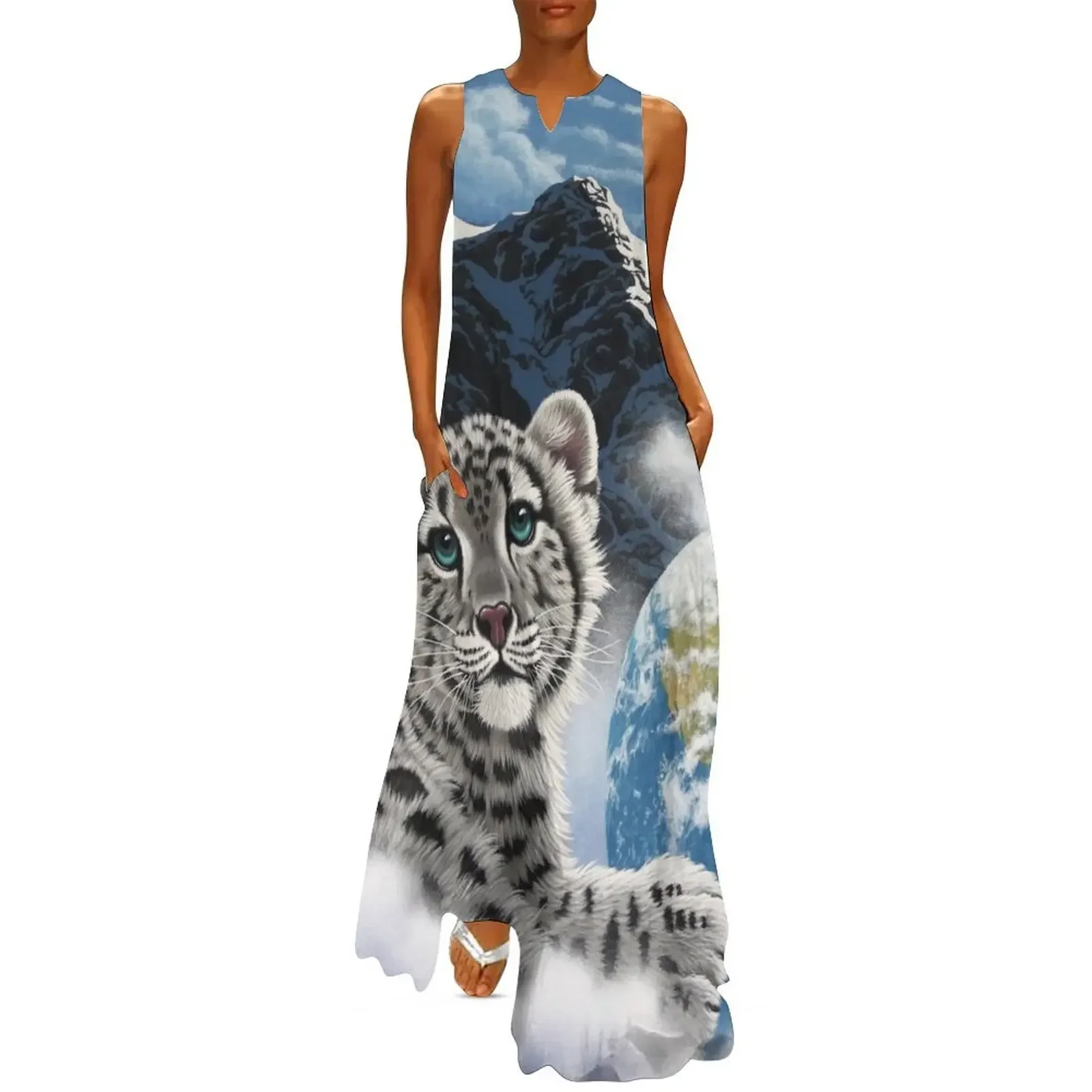 

Bed Of Clouds, snow leopard and earth Long Dress dress for woman cocktail dresses Women's summer suit Women dresses summer Dress