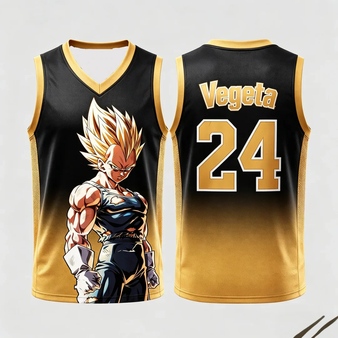 26Dragon Ball Vegeta Super Saiyajin # 23 Basketball-Trikotweste, atmungsaktive Sportbekleidung mit Anime-Motiv, Streetwear für Eltern und Kinder – Detail 15