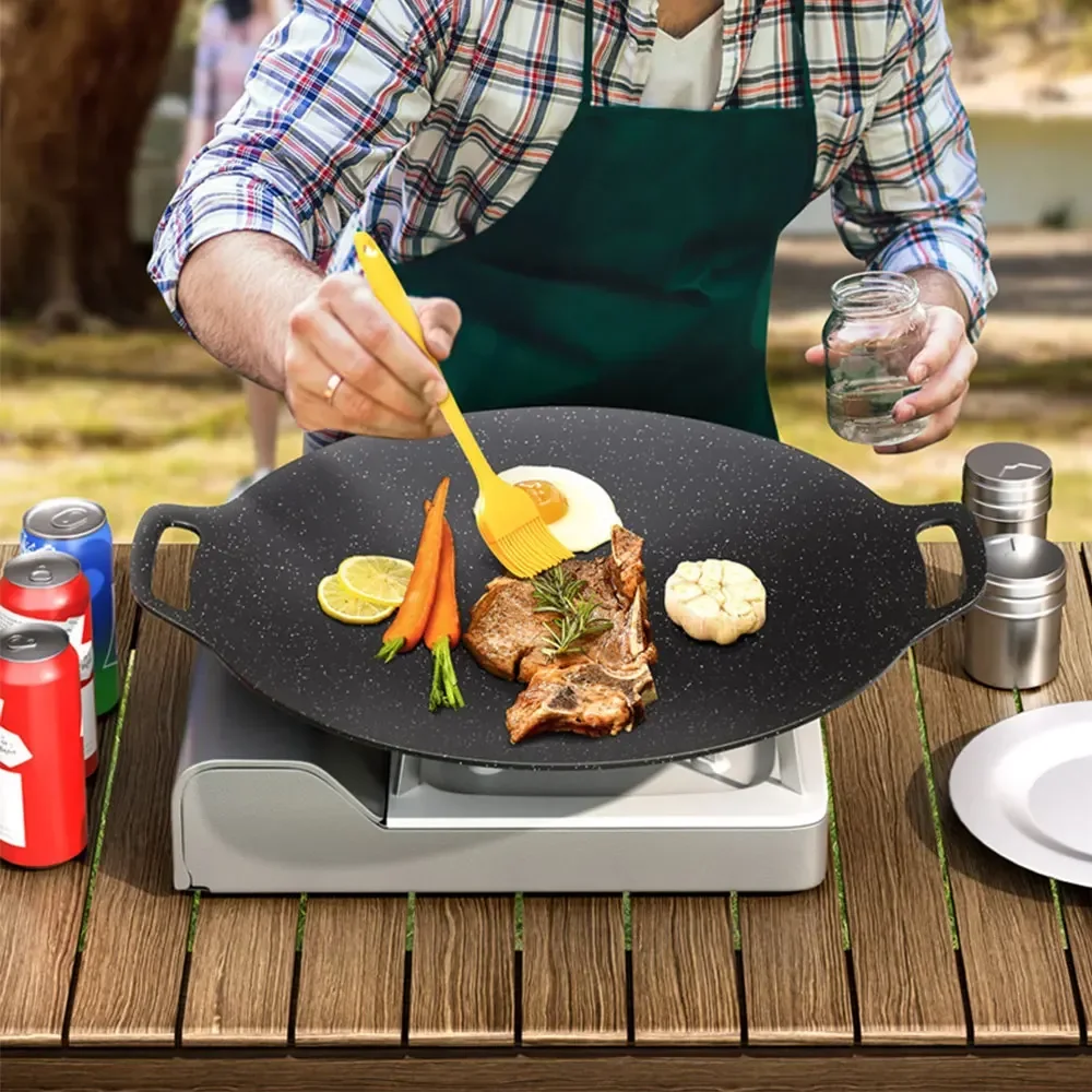 

BBQ Grill Pan Non-stick Cooking Pot Multi-purpose Induction Cooker Round for Outdoor Camping Kitchen Bakeware Household Tools