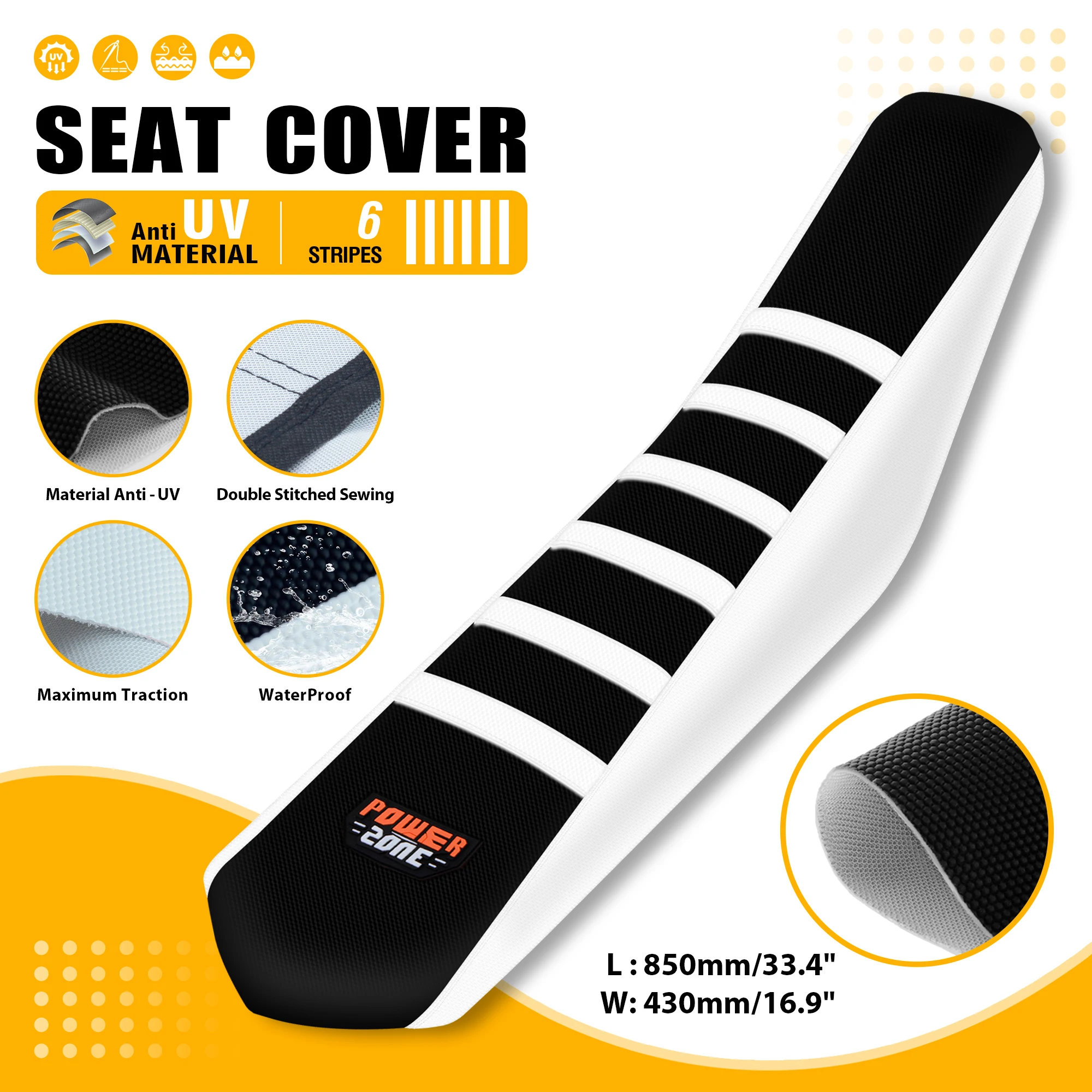 Powerzone Ribbed Soft Seat Cover For SX EXC CRF YZ TC KXF Motorcycle Rubber Gripper Seat Cushions Accessories