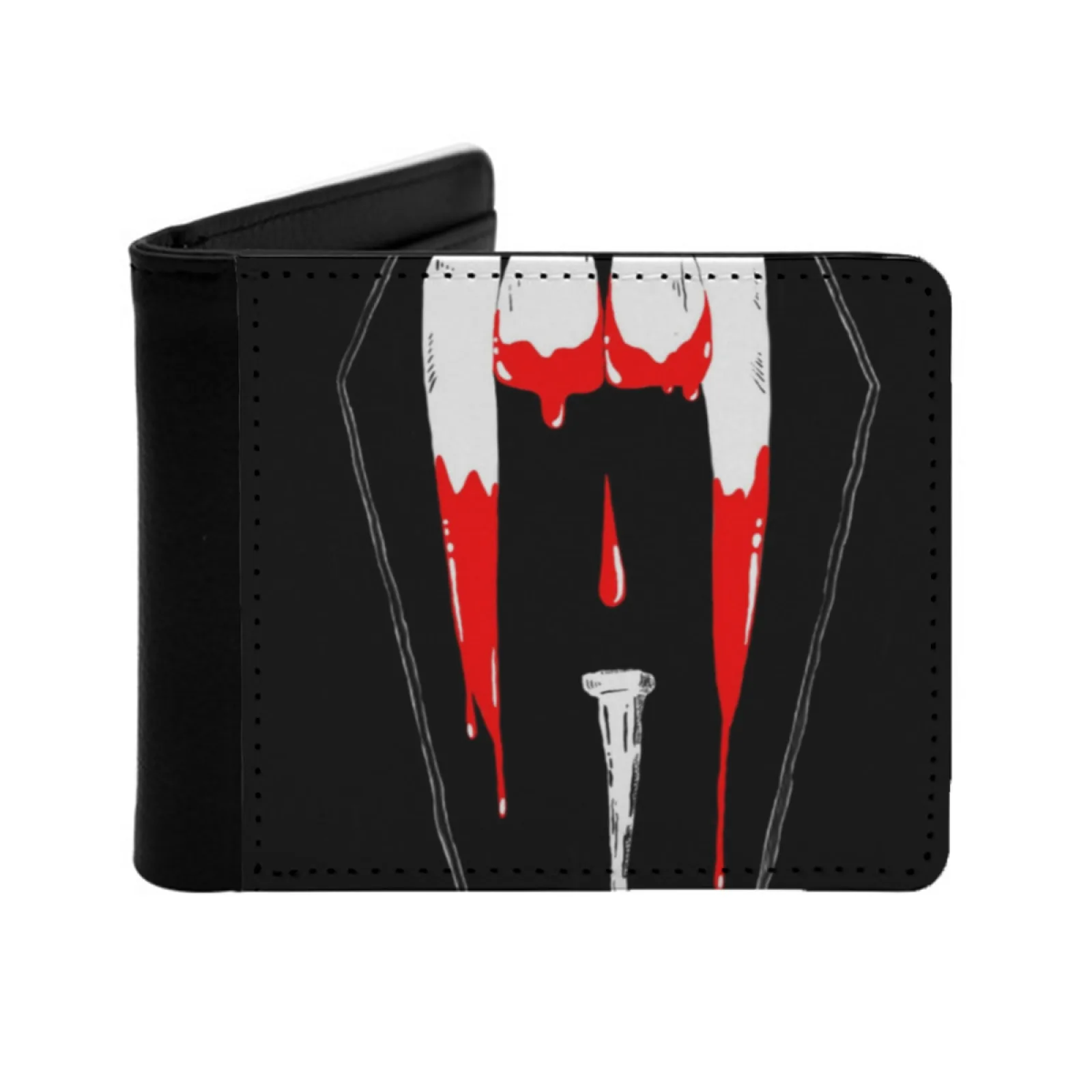 

Coffinkandy Inc Personalized Men's Leather Wallet Card Money Bag Pu Leather Wallet Gothic Goth Dark Vampire Halloween Spooky