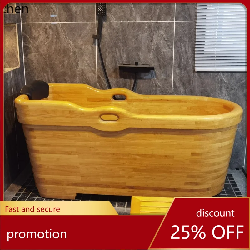 HT Bath Shower Beauty Salon Wooden Bath Bucket Bathroom Sitting Soaking Bath Tub