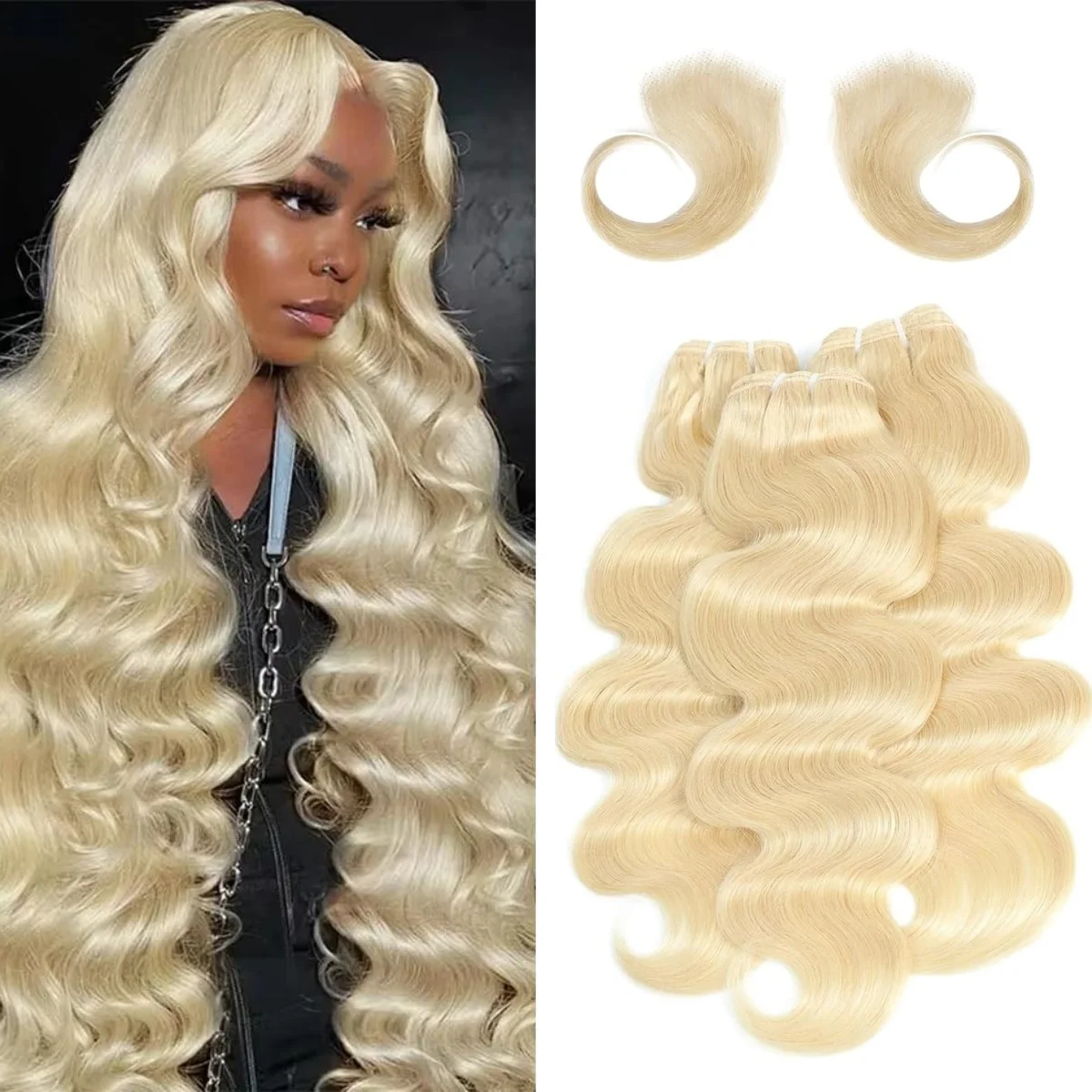 Body Wave Bundles Brazilian Hair  for Braiding Hair Weave Bundles 100% Human Hair 613 Blonde Colored Bulk Human Hair Wigs