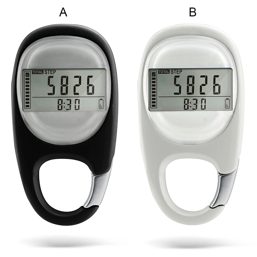 Digital Display Walking Induction Pedometer Fitness Steps Counter White