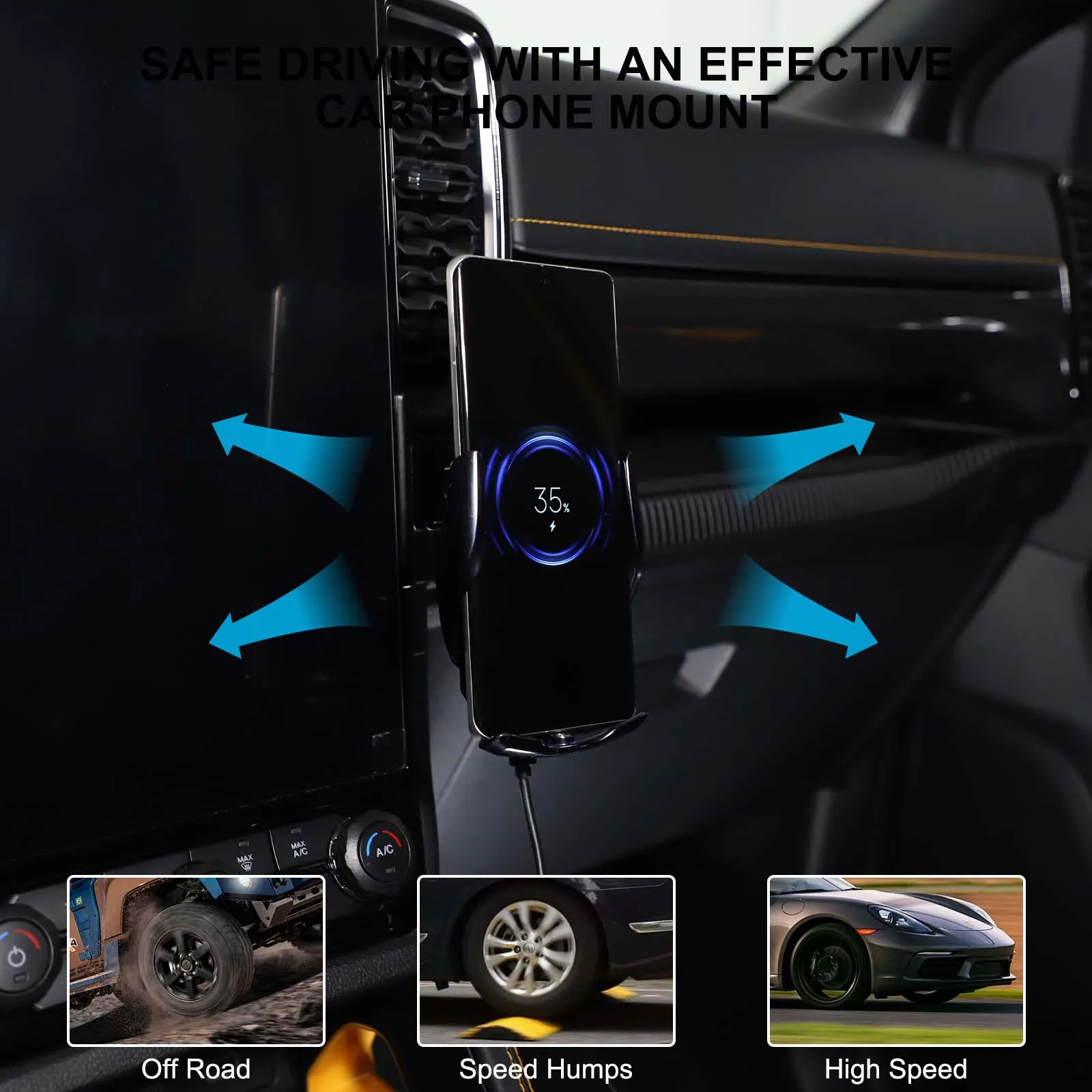 For Ford Ranger T9 2023+ Car Accessories Car Cup Holder Mobile Phone Holder Multi Functional GPS Navigation Holder