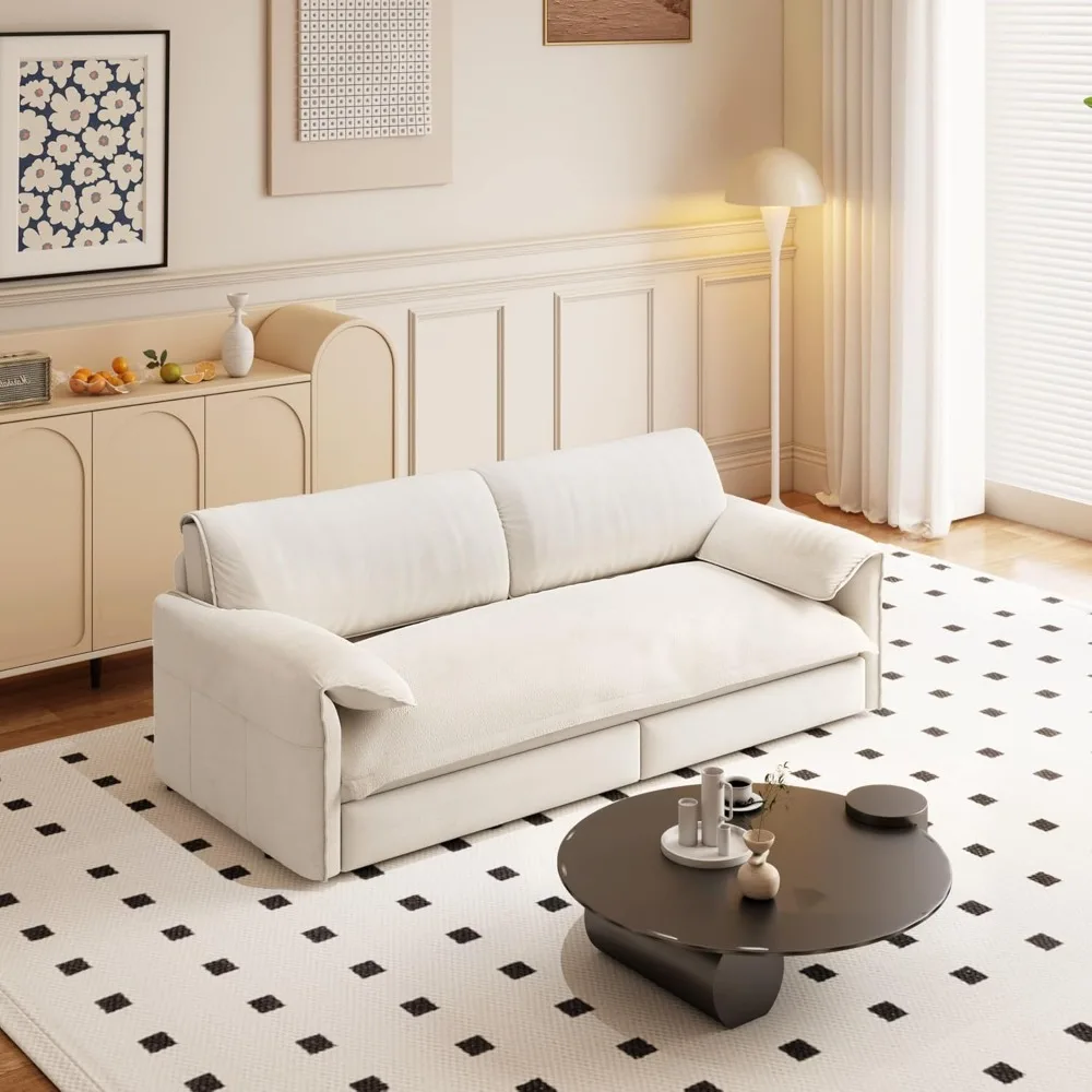 أريكة سرير قابلة للسحب بحجم كوين 66 بوصة، أريكة نوم قابلة للتحويل 3 في 1 مع مساحة تخزين جانبية، سرير بمقعدين مخملي حديث، لغرفة المعيشة #4