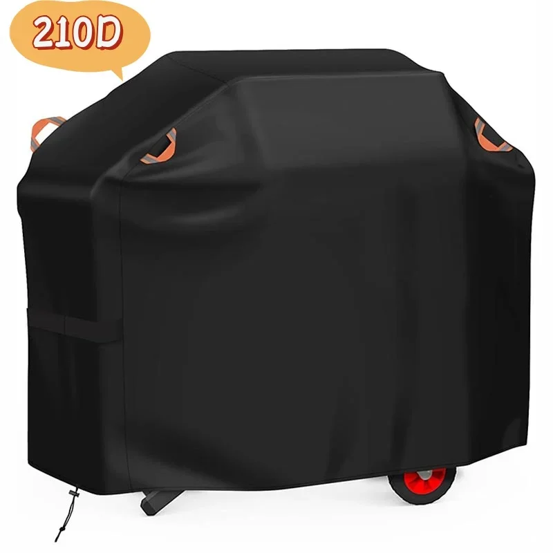 210D BBQ Stove Cover,Rainproof Dust Thread Tear-Proof Bbq Gas Oven Cover with Adjustable Hem Drawstring Reflective Strip Handle