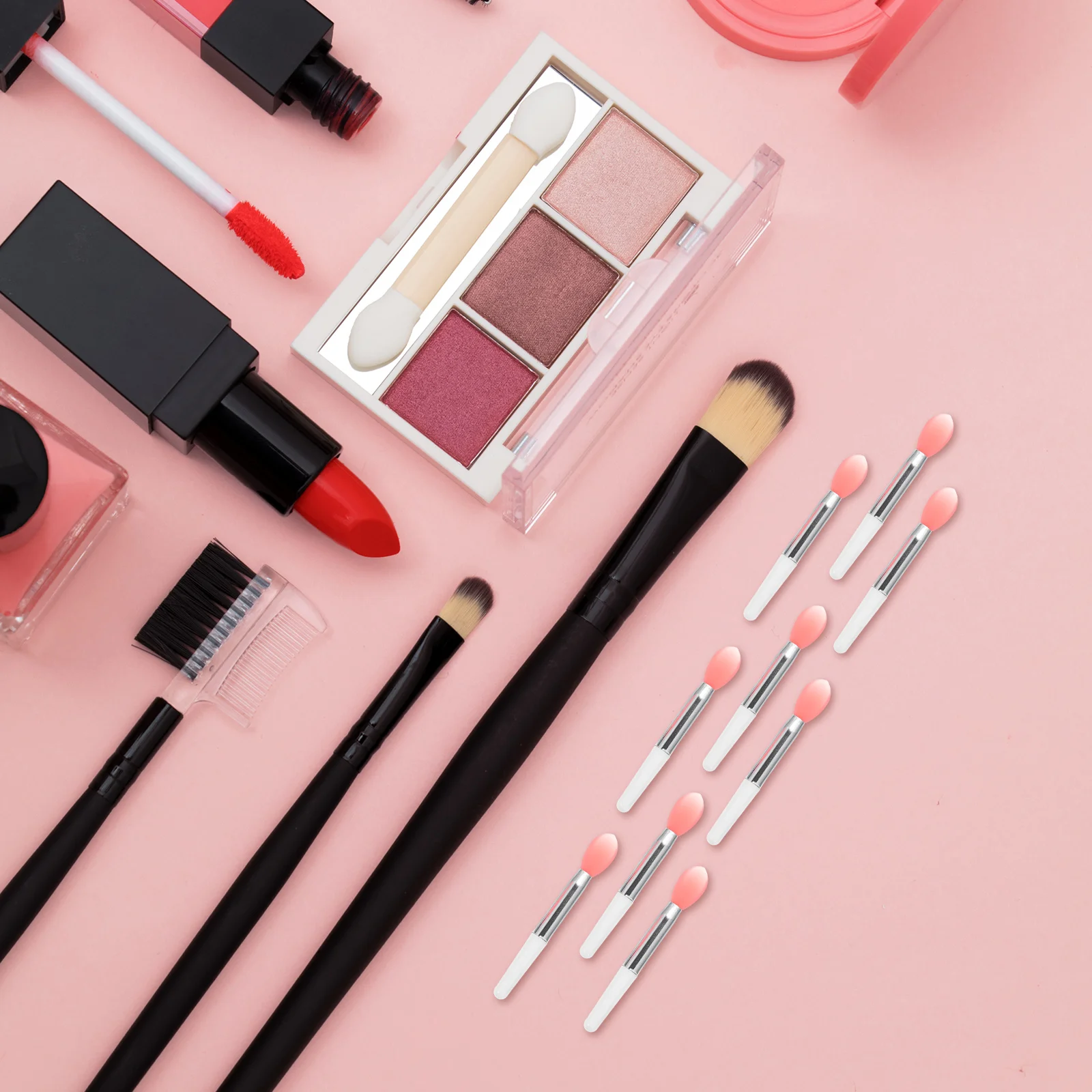 1Set Comfortable Grip Silicone Lip Brush Set for Daily Makeup Helps Create Charming Attractive Facial Makeup Looks