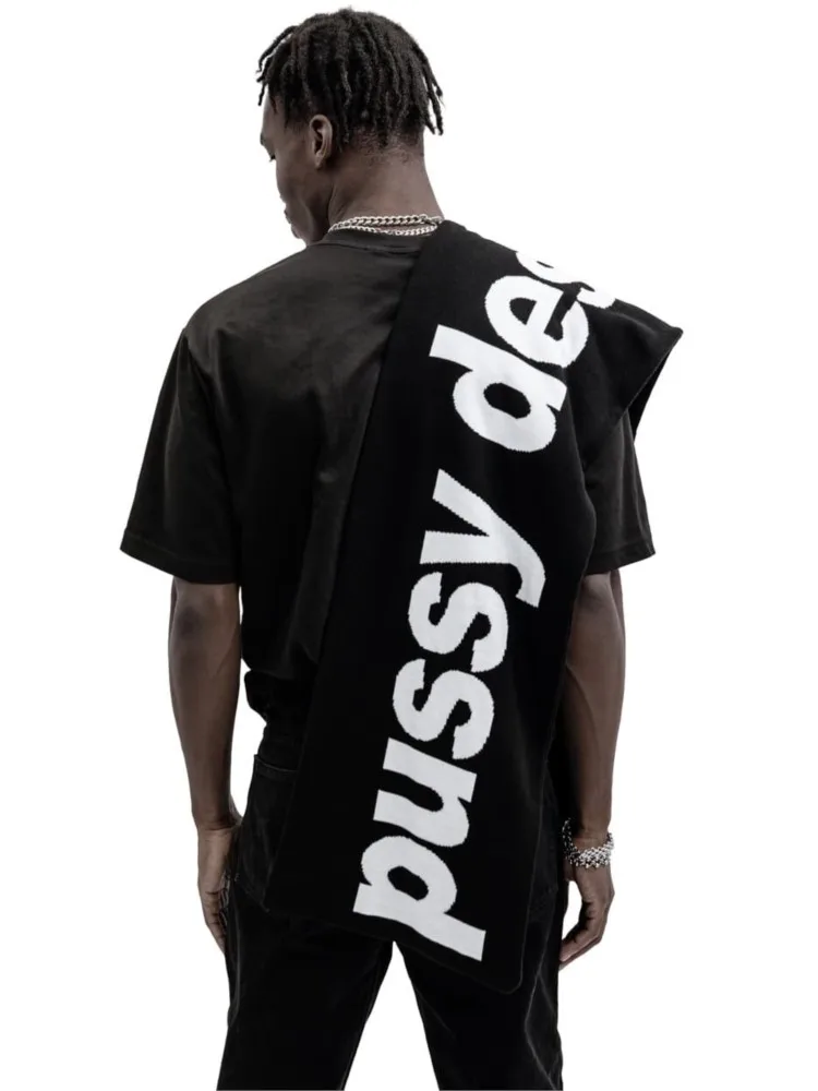 Y2K Harajuku Streetwear Unisex Winter Men Women Knitting Scarf Pussy Destroyer Graphic Hip Hop Warm Shawl Scarve Goth Kpop Scarf