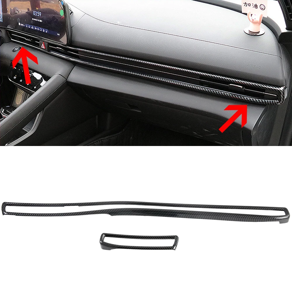 Only Fit LHD! For Hyundai Elantra CN7 2020-2023 Car Accessories ABS Carbon Interior Dashboard Center Console Air Vent Strip Trim