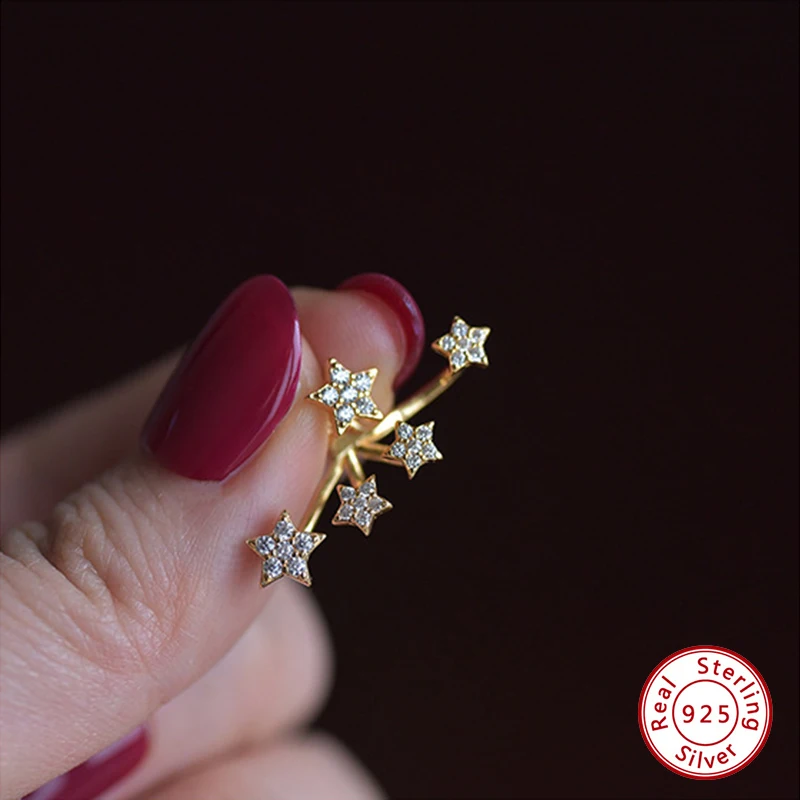 

Earrings 925 Sterling Silver Original Certificate Zircon Five Stars Earrings For Women Fashion Free Shipping Fine Jewelry