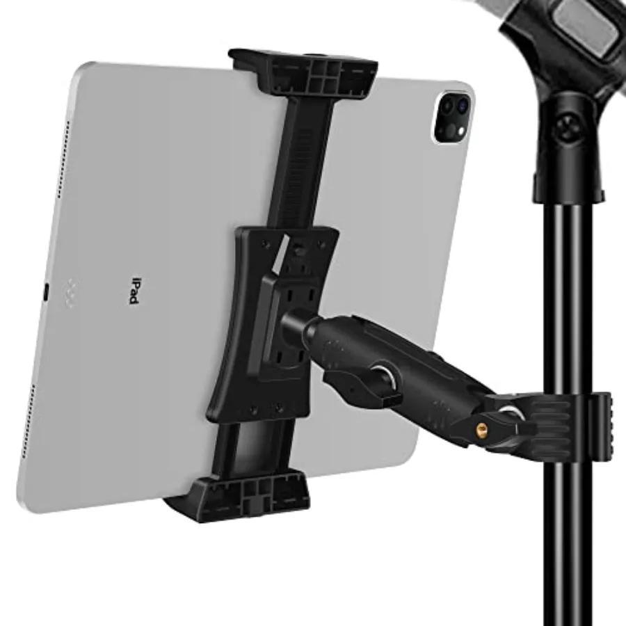 

Ipad Holder for Mic Stand Tablet Phone Holder Micophone Music Stand Mount Adjustable Rotatabe with Super Handle Clamp for iPad